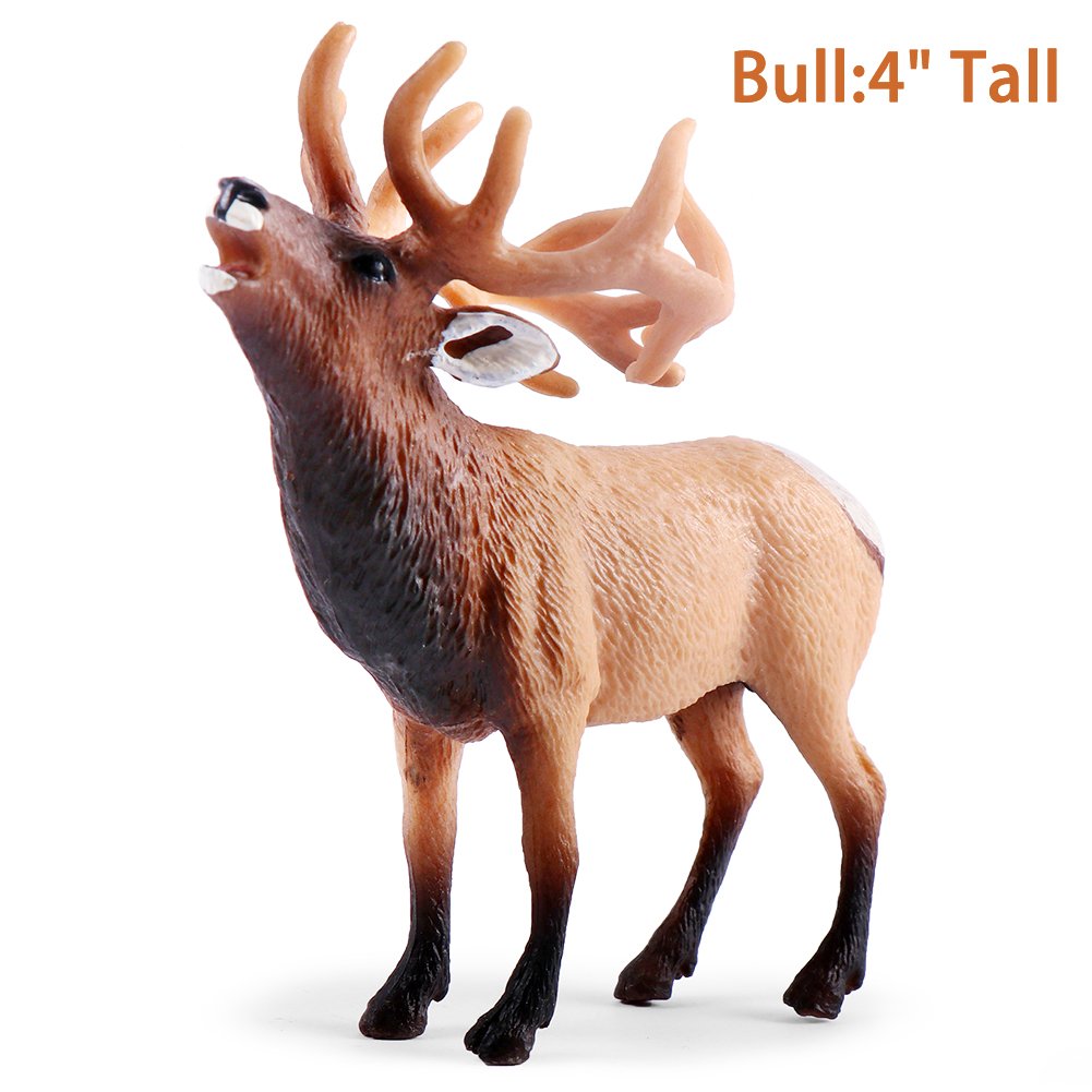 Miniature Elk Family Toy Figurines, Set of 3 Elk Figures, North