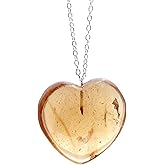 Natural Heart Pendant Necklace, Puffy Heart Crystals, Handmade Dangle Jewelry, Genuine Gemstone Pendant, Gift For Her,18 inch Silver Plated Adjustable Chain, Christmas Gift
