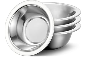 Offiper 304(18/8) Stainless Steel Mixing Bowls for Kitchen, 4 Pack 5.5" Small Metal Mixing Cooking Bowls Thickened Set Stacka