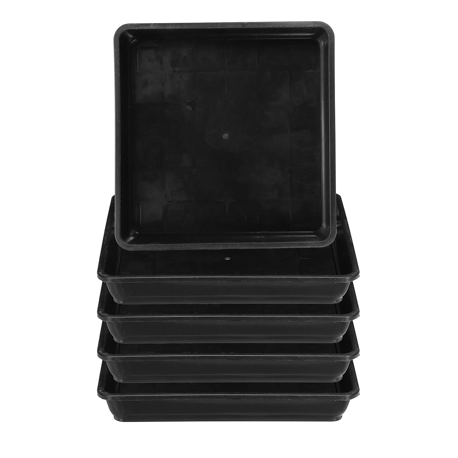 PATIKIL Plant Saucer Tray, 5 Pack 14 Inch Plastic Square Plant Saucer Flower Planter Drip Tray for Indoors Outdoors Patio Balcony, Black
