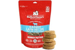 Stella & Chewy's Freeze-Dried Raw Dinner Patties - Dandy Lamb Recipe - High Protein Grain-Free Puppy & Dog Food - Perfect For Picky Eaters - 5.5 oz