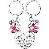 Nfyxcaz 2PCS Friend Keychain for Women Friendship Gifts Butterfly Charm Heart Matching Keychain for Friend Christmas Birthday Gifts for Besties