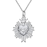 S925 Sterling Silver Flaming Sacred Heart Necklace