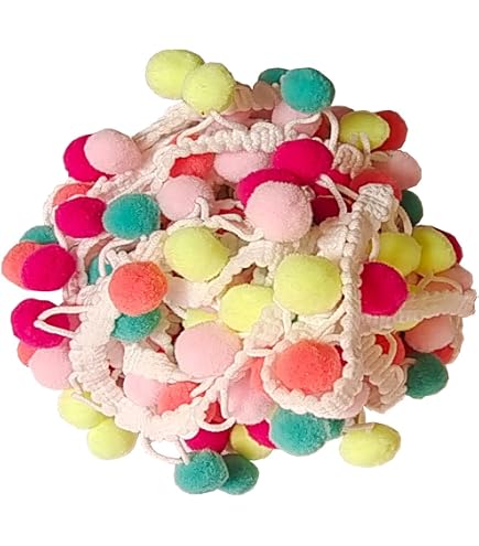 YYCRAFT Bommel-Fransenband – 1 Rolle (16 Yards), Bommel 10 Mm, Breite 1,6 Cm, Neon Pink