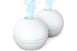 THIMONES 2 Pack Essential Oil Diffuser for Home - 200ml Aromatherapy Diffuser Humidifier with 4 Timers & 7 Colors Night Lights, 20dB Quiet Working for 10 Hours