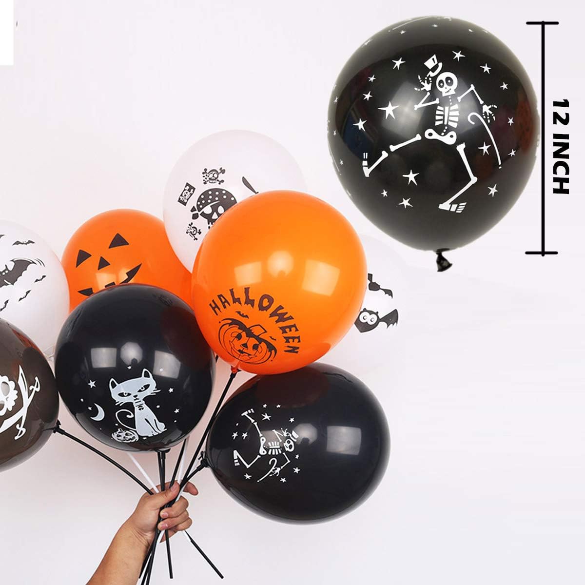 50 Pieces Halloween Latex Balloons - 12 Inch Pumpkin Bat Ghost Skull Specter Spider Web Balloons for Halloween Party Decorations, Trick or Treat Toys, School Classroom Game, Kids Hand Out: Toys & Games