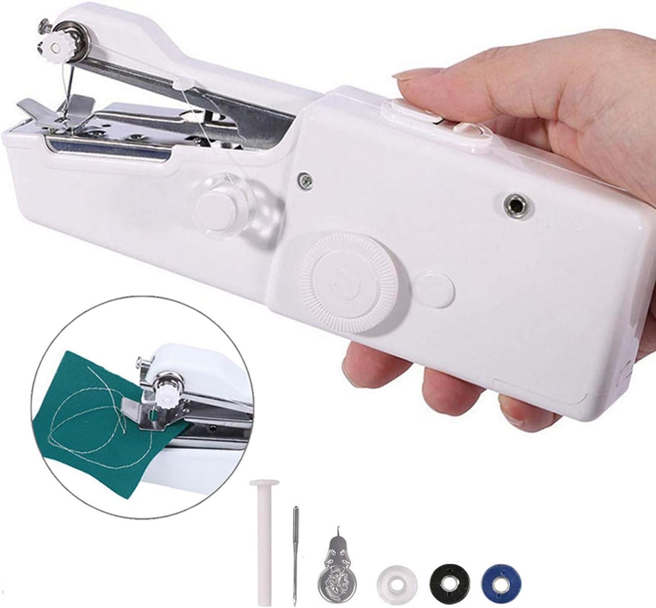 Portable Sewing Machine, Mini Sewing Professional Cordless Sewing Handheld Electric Household Tool - Quick Stitch Tool for Fabric, Clothing, or Kids Cloth Home Travel Us (Battery Not Included)