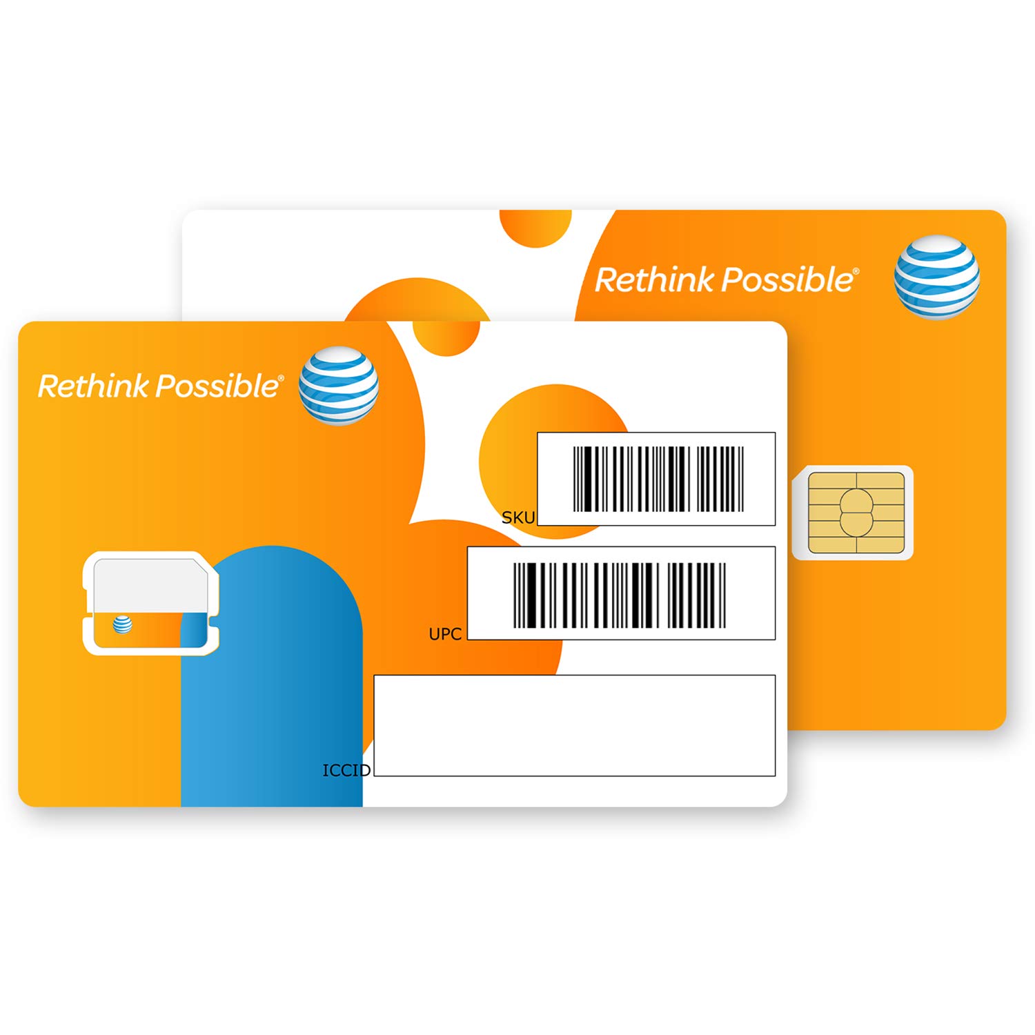 100-PK AT&T Nano SIM Card 4G LTE 4FF, 4488A, GSM GoPhone Prepaid or Contract