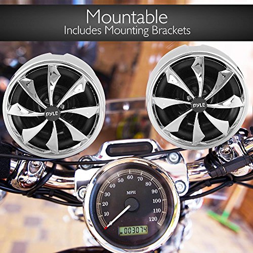 Pyle-PLMCS94-800-Watts-MotorcycleATVSnowmobile-Mount-with-Dual-Handle-bar-Mount-Aluminum-Die-Cast-Weatherproof-3-Inch-Speakers-Set-of-2