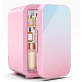 BEICHEN Mini Fridge, 6 Liter/8 Can Skincare Fridgefor Skin Care, Cosmetics | Cooler and Warmer，Dreamy Gradient Color Mini Fridge，Compact and Portable，Super Quiet Operation，Dual Use 12V Car &amp; Wall Plug