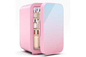 BEICHEN Mini Fridge,6 Liter/8 Can New Upgraded Skincare Fridge,110V AC/DC Portable Thermoelectric Cooler & Warmer for Skin Care, Cosmetics, Beverage, Food,Great for Bedroom,Office,Dorm(Pink)