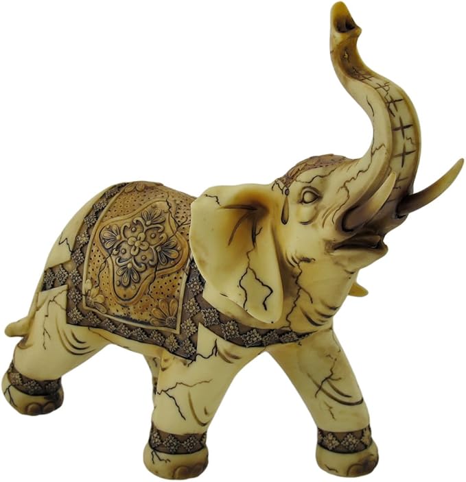 Trunk Up Good Luck Ivory Elephant Statue Figurine