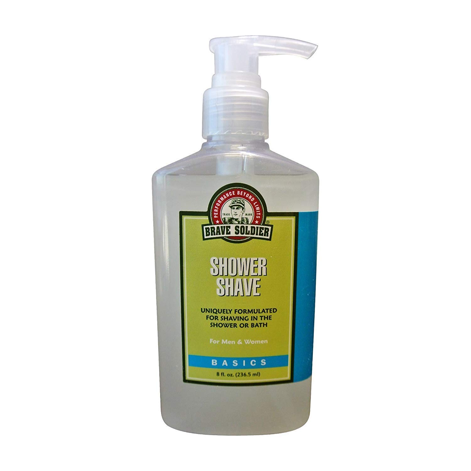 Brave Soldier Shower Shave for Men and Women - 8 fl. oz. / 236.5 ml Pump Bottle - Ultra-Rich Formula, Natural Ingredients, Bath & Shower Use