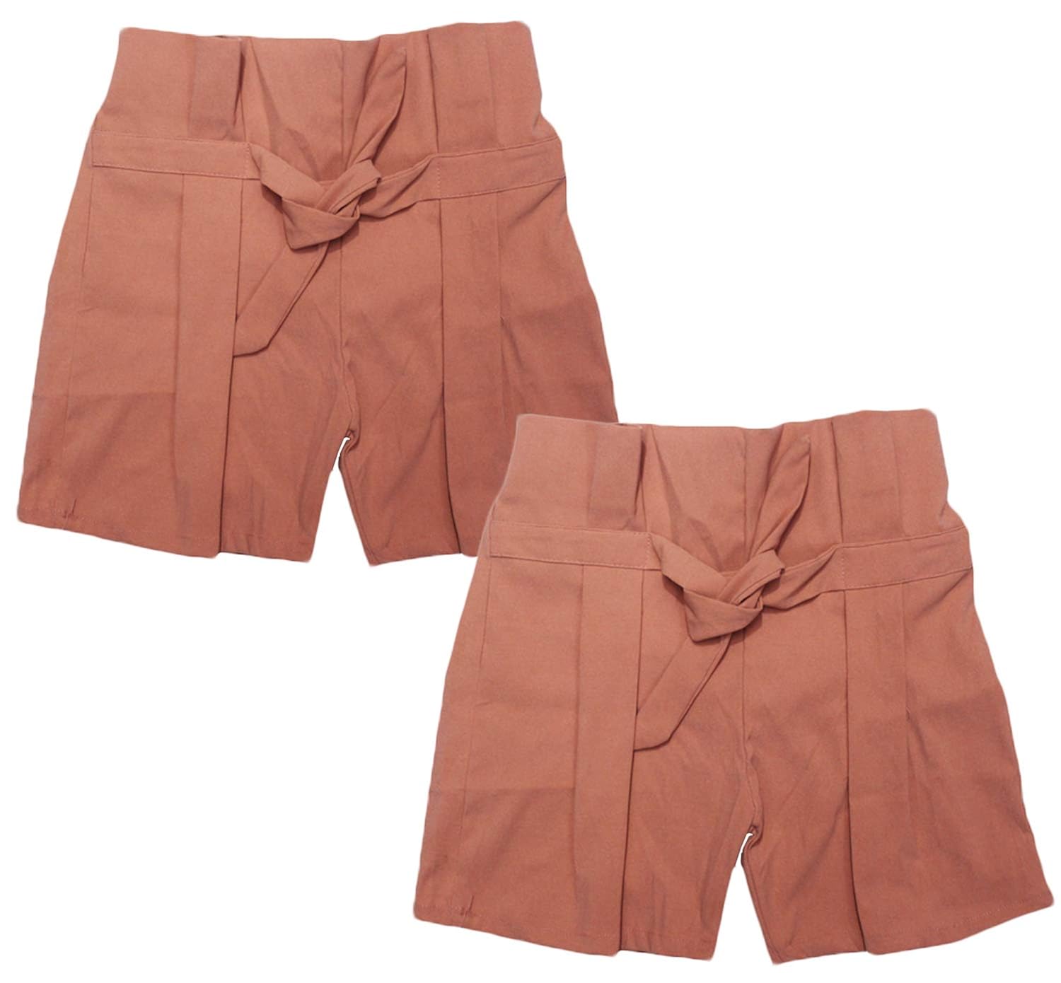 frill waist self tie shorts