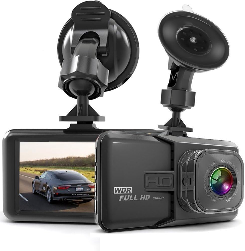 Dash Cam HaWacha Dash Camera for Cars with Full HD 1080P 170 Degree Super Wide Angle Cameras, 3.0" TFT Display, G-Sensor, Night Vision, WDR, Loop Recording (Black)