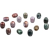 Amogeeli 15pcs Indian Agate Large Hole Barrel Loose Stone Beads for Jewelry Making, Roundelle European Big Hole Spacer Beads for Macrame Dread Hair Braids