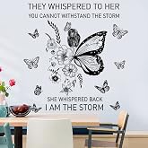 Inspirational Wall Art Positive Quotes Wall Decor Motivational Wall Decals Saying Quotes Wall Stickers Peel and Sticker Wall Decoration Flower Vine Butterfly Wall Sticker for Bedroom Living Room Home Office.