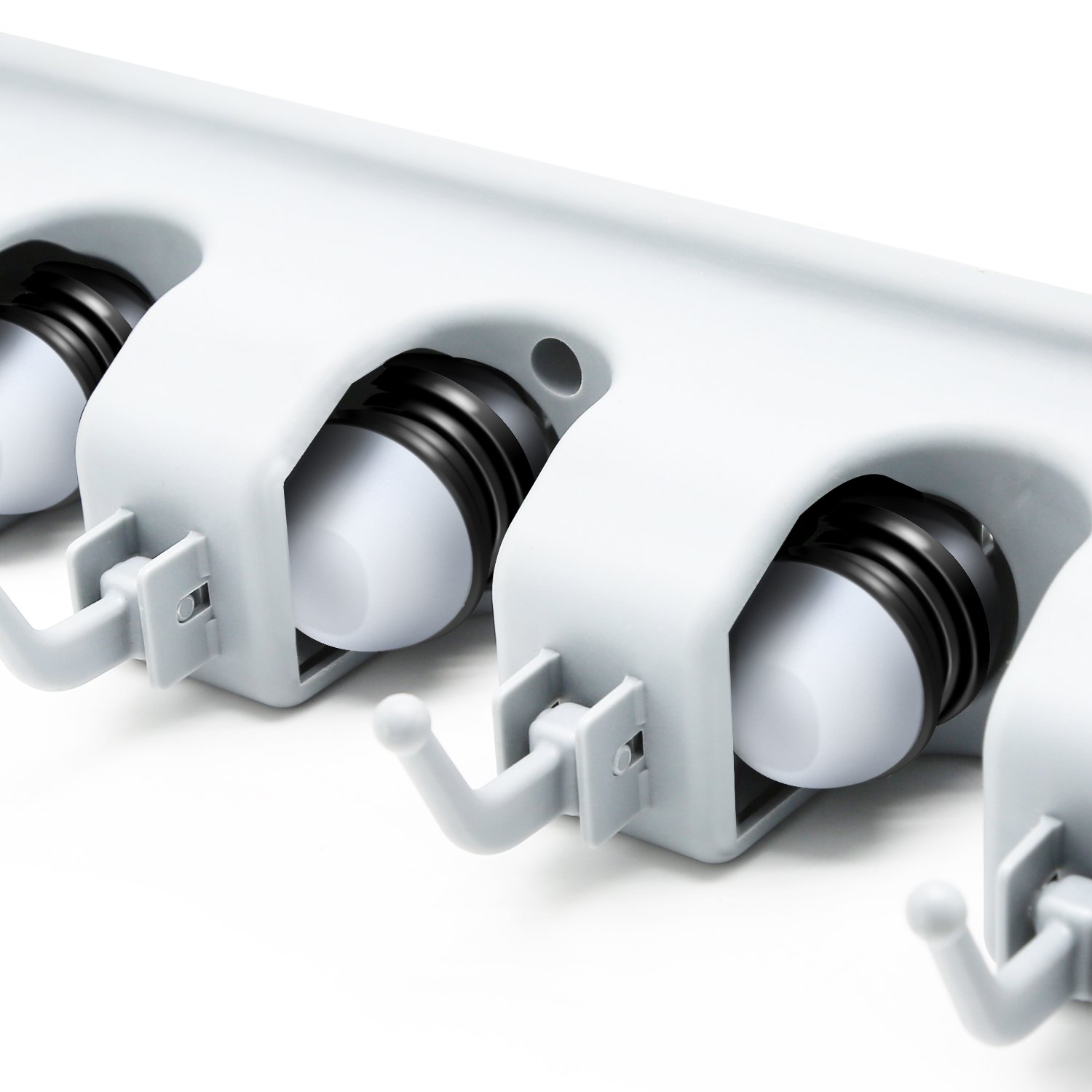 LETMY Broom Holder Wall Mounted - Mop and Broom Hanger Holder - Garage Storage Rack&Garden Tool Organizer - 5 Position 6 Hooks for Home, kitchen, Garden, Tools, Garage Organizing