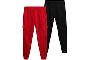 QUAD SEVEN Boys' Sweatpants - 2 Pack Active Fleece Cargo and Basic Jogger Pants (Size: 8-18)