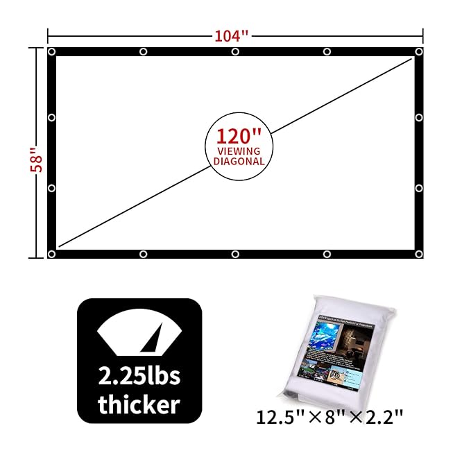 AIEX 120”16:9 4K HD Pantalla para Proyector Portátil Plegable ...
