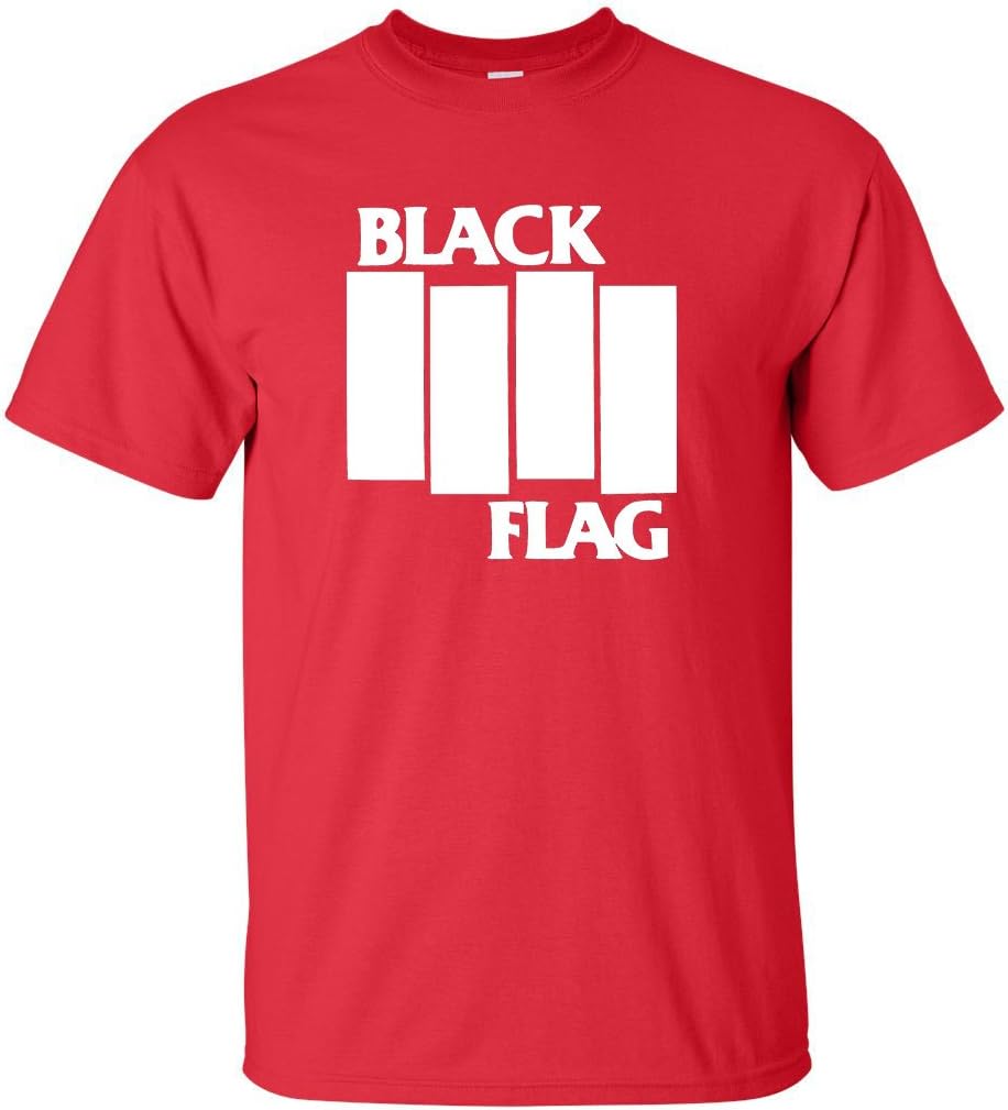 Men's Black Flag Logo T-Shirt - 8 Colours Available (Medium, Red T-Shirt - White Logo)