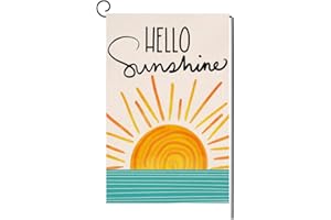 BLKWHT Hello Sunshine Summer Garden Flag 12x18 Vertical Double Sided Farmhouse Holiday Outside Decorations Burlap Yard Flag BW285