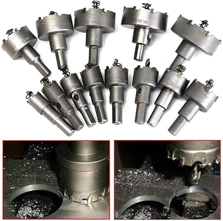 13 Scies Cloches En Metal Dur Pour Perceuse Tct A Metaux De 16 Mm A 53 Mm De Diametre En Acier Inoxydable Ensemble De Scies Cloches Amazon Fr Bricolage