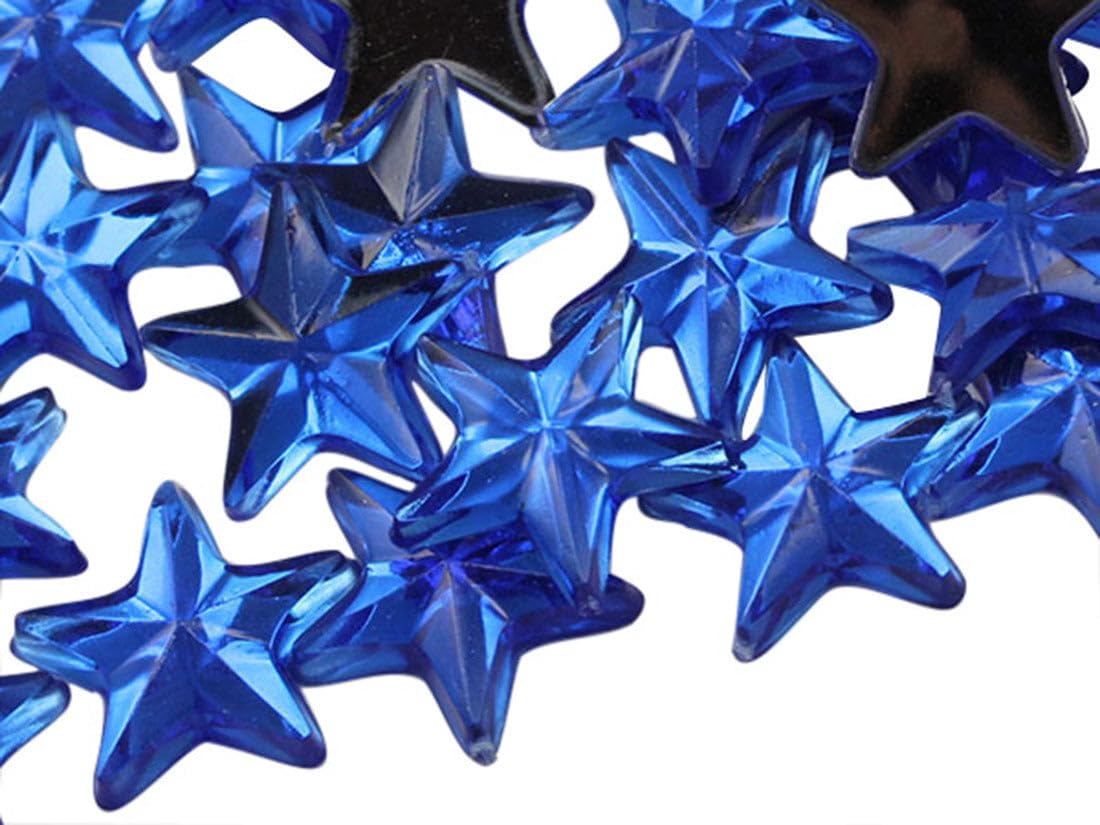 Allstarco Star Rhinestones Embelishments 5mm Flat Back Acrylic Plastic Gems for Jewelry, Crafts, Costumes, Invitations, Cosplay - 125 Pieces (Blue Sapphire H104)