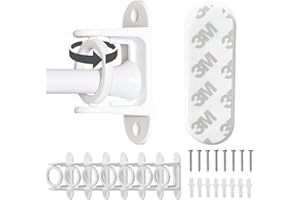 ZNCZHZN No Drill Curtain Rod Brackets, 8Pcs No Drilling Self Adhesive Curtain Rod Holder【Upgrade 3M Adhesive】Rotatable Curtain Rod Hook for Use Around Corners (8Pcs White)