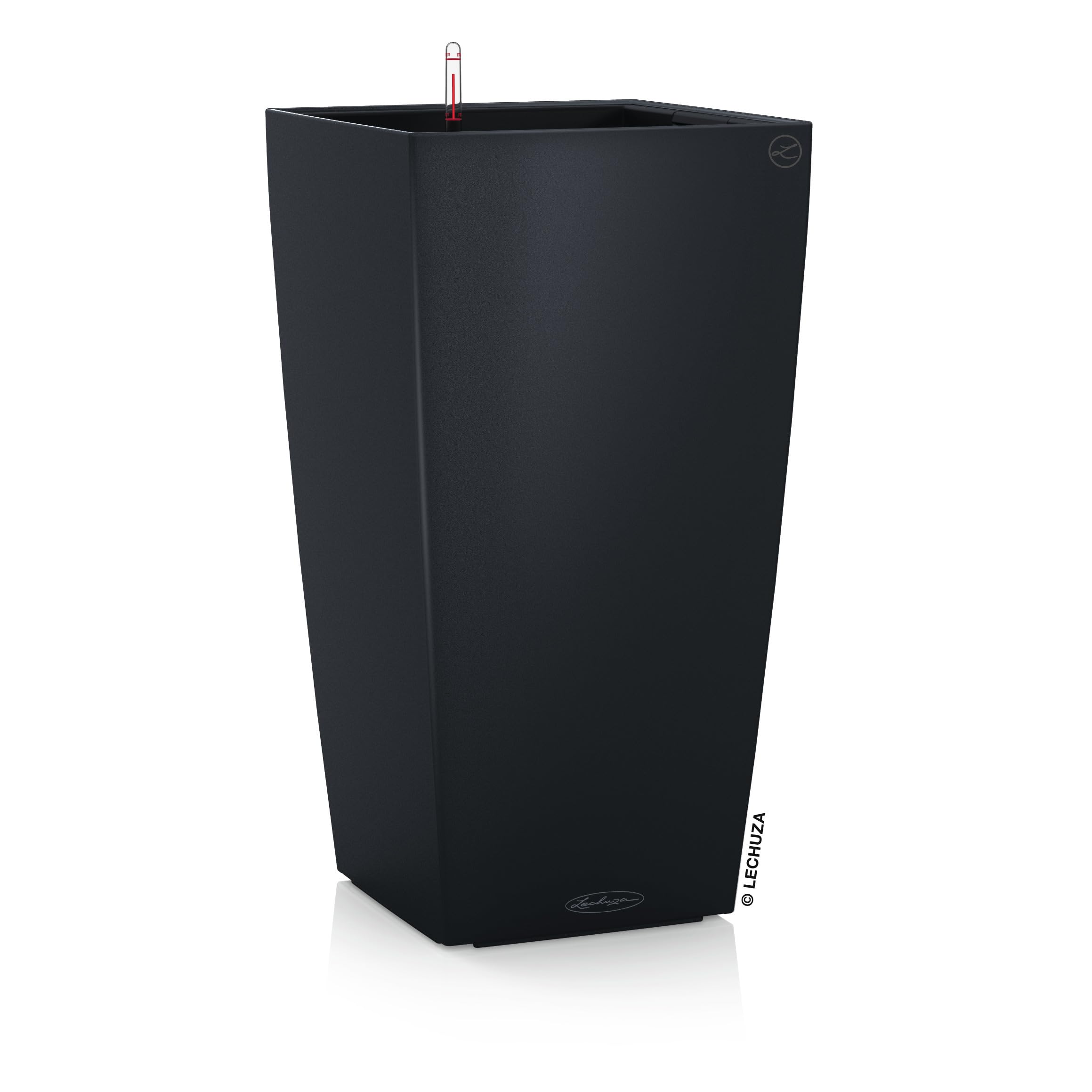 Lechuza CUBICO Color 22 Self Watering Planter Garden Plastic Indoor and Outdoor Flower Plant Pot with Drainage Hole H41 L22 W22 cm Slate