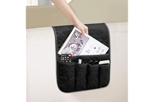 AUVCAS VNOM Sofa Armrest Organizer Non-Slip Arm Chair Bedside Caddy Storage Organizer for Recliner Couch with 5 Pockets for Cell Phone TV Remote Control Magazines (BLACK)
