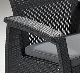 Keter Corfu Outdoor 4 Seater Rattan Sofa Set Graphite Cream Cushions view 5