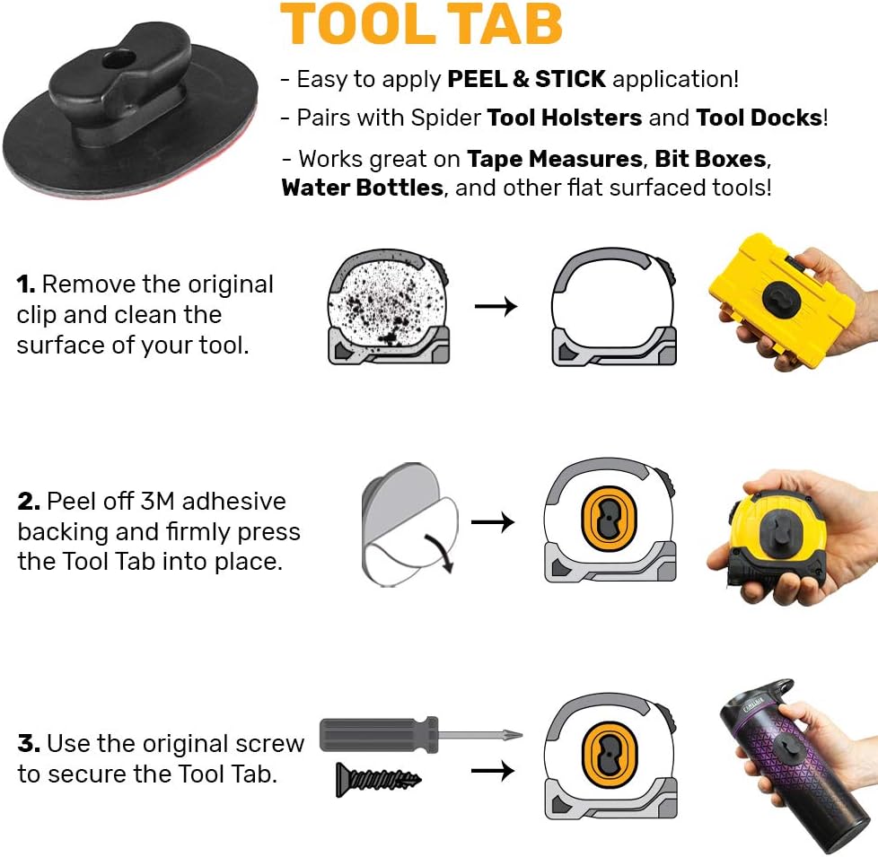 Spider Tool Holster - Tape Measure Set - Securely hold and quick access to your tape measure, bit box, and more flat surfaced tools! - Image 4