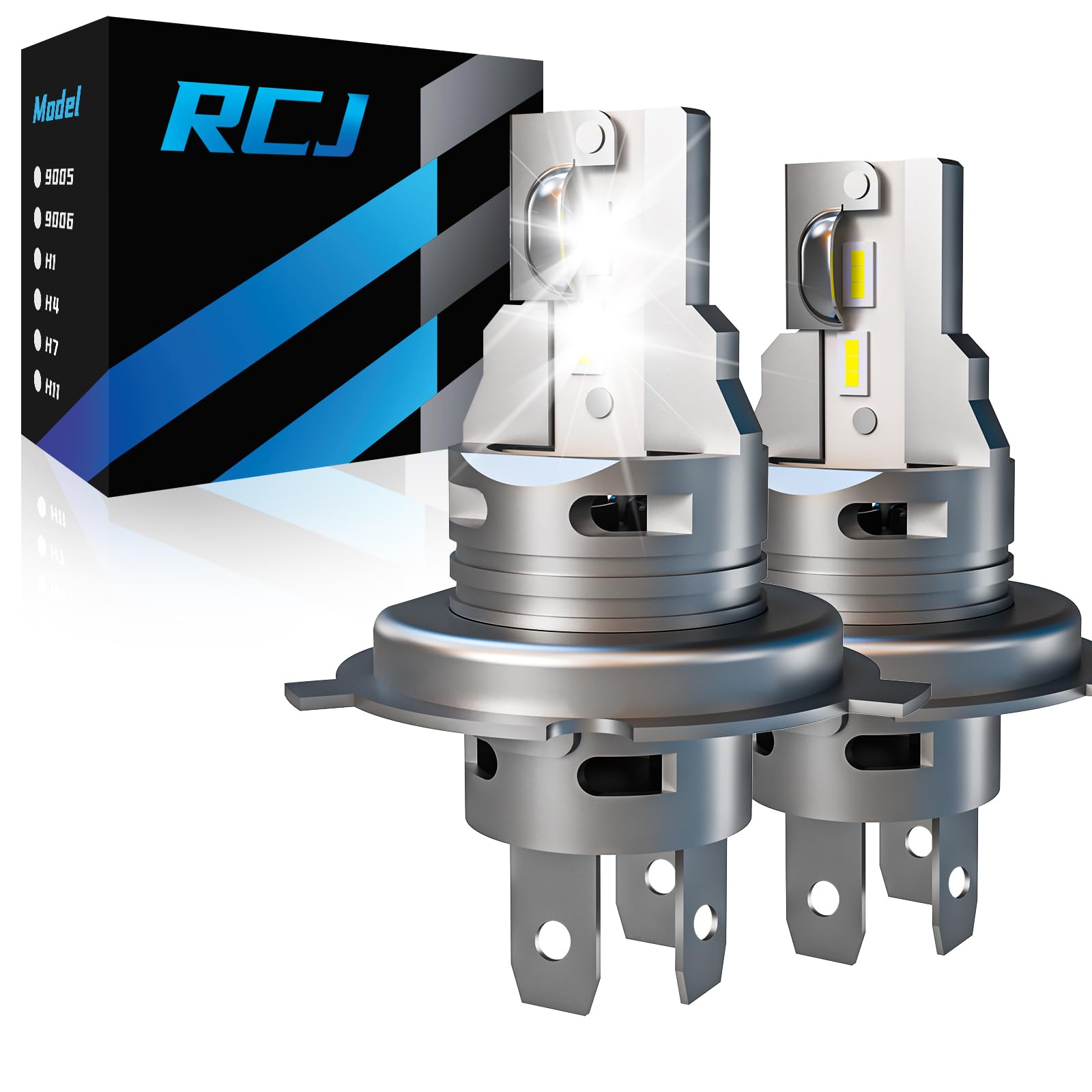 RCJ Fog Weather Light Bulbs, H4/9003/HB2 Bulbs 6000K Cool White with Cooling Fan, Plug-N-Play, Pack of 2 Image