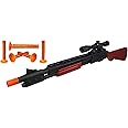 Nicky Bigs Novelties 23" Pump Action Suction Dart Bullet Rifle Western Hunting Novelty Toy Plastic Shooting Sniper Scope Fake Gun Black with Orange Tip
