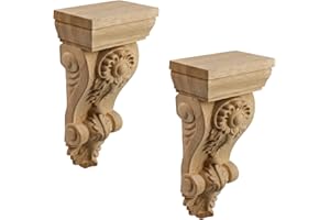 Woogim 2PCS Wooden Corbels Carved Wooden Vintage Shelf Decor Corbels Wall Corbel Supports 1.96" T 3.21" W 6.3" H