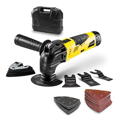 TROTEC Akku-Multifunktionswerkzeug PMTS 10-12V mit Schnellspannsystem, 12V-Akku, umfangreiches Zubehörset, Transportkoffer
