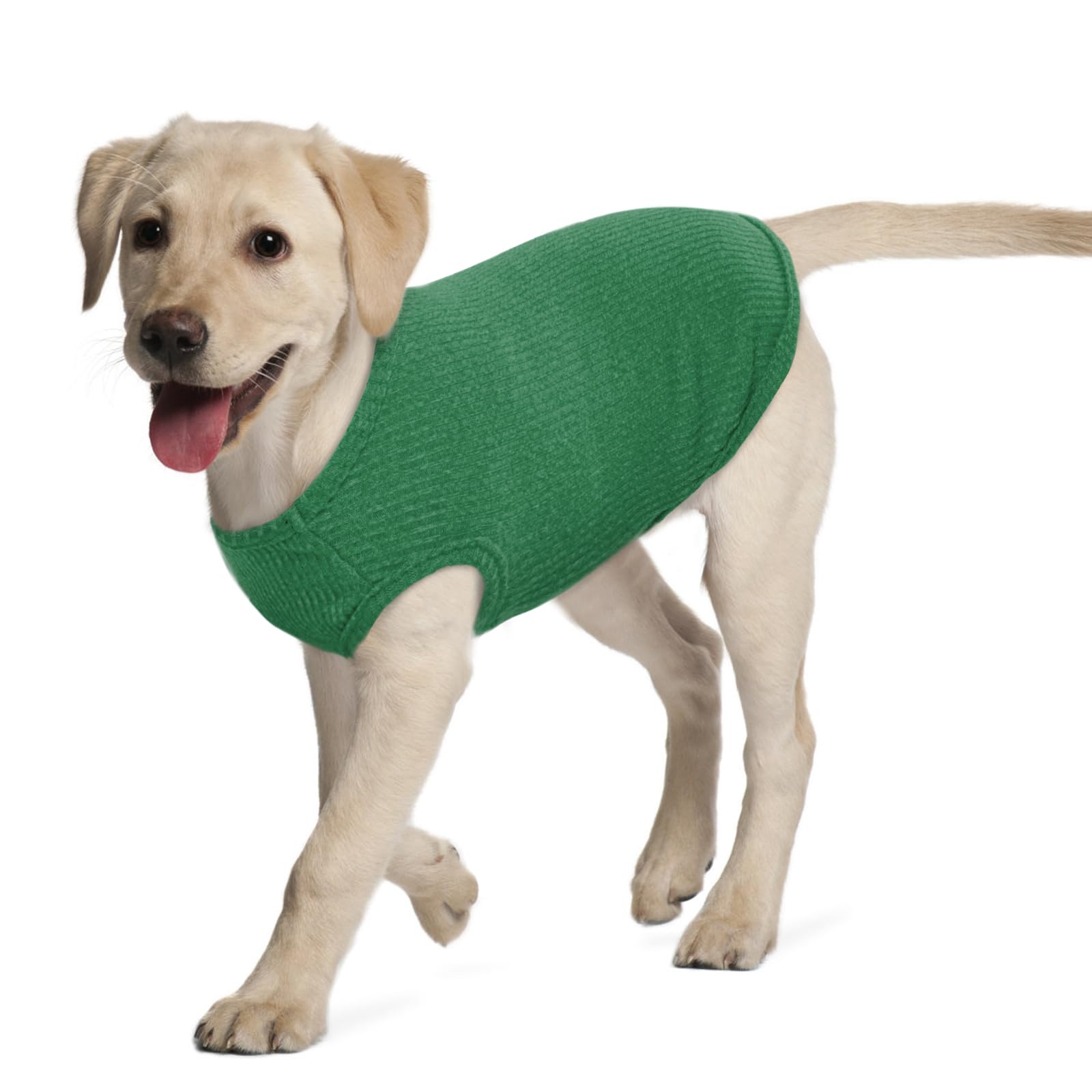 Hjumarayan Dog Tshirt - Summer Knitted Jumpers Soft Stretchy Clothes for Medium Dogs Shirts, Striped T shirt for French Bulldog, Border Collie, Stocky Beagle (Emerald Green XL)