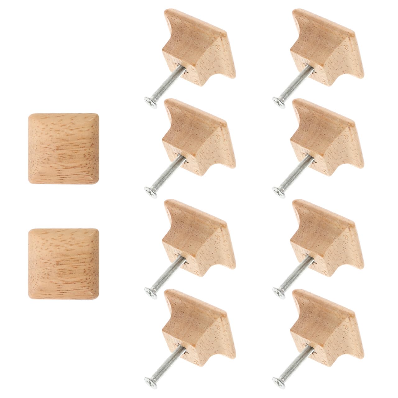 FOYTOKI Solid Wood Cabinet Handles Square Wooden Drawer Knobs Set of 10 Durable Cabinet Hardware for Home Furniture Doors Easy Installation