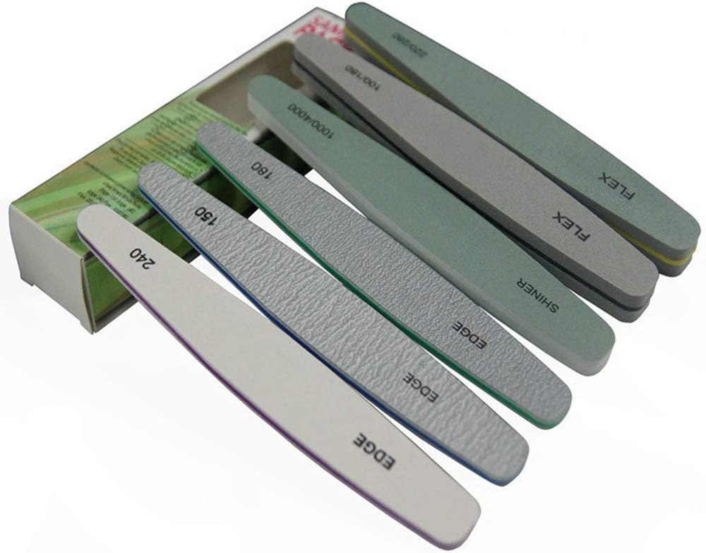 Nail File 6 Pcs Professional Double Sided Grit Nail Files Emery Board for Nature Acrylic Nails, Manicure Pedicure Tool and Nail Buffering Files