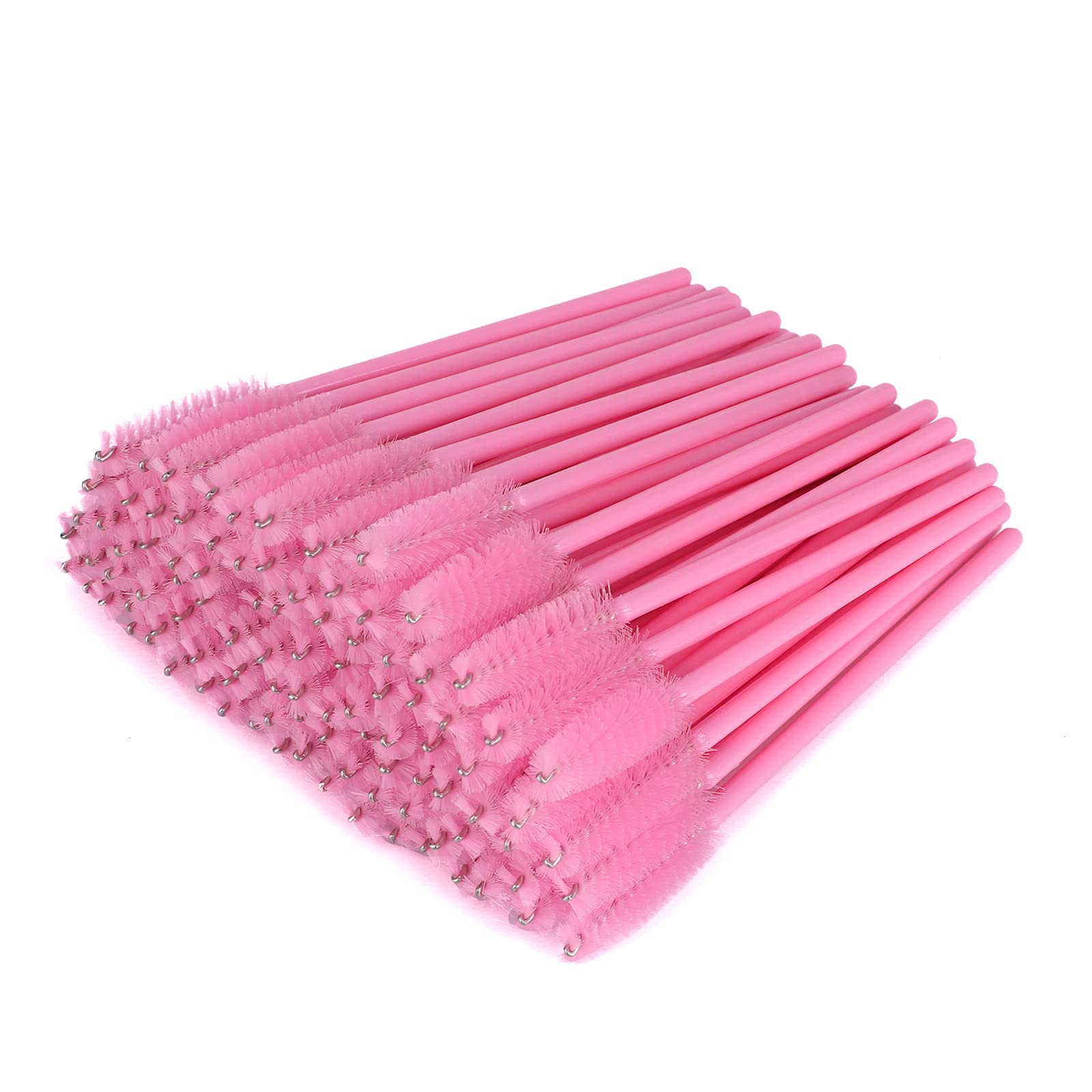 G2PLUS 100 PCS Pink Disposable Eyelash Brushes Spoolies: Mascara Wands Applicator for Eyelash Extensions