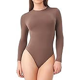 DAVID ARCHY Women's Bodysuits Long Sleeve Double Lined Soft Slimming Fit Round Neck