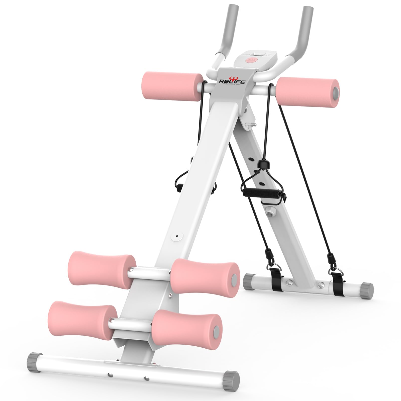 Photo 1 of ***FINAL SALE/NO RETURN, SOLD AS PARTS***  RELIFE REBUILD YOUR LIFE AB Machine Adjustable Ab Trainer Machine, Foldable Ab Cruncher Strength Training Equipment for Home Gym 440 LBS Pink