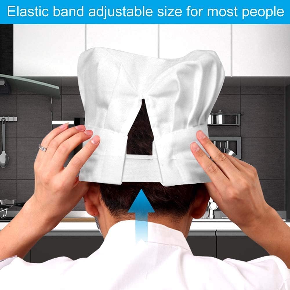 COLIBROX Chef Hat, 2PCS Adult Premium Adjustable Elastic Baker Kitchen Cooking Chef Cap, for Adult/Kids , White: Home & Kitchen