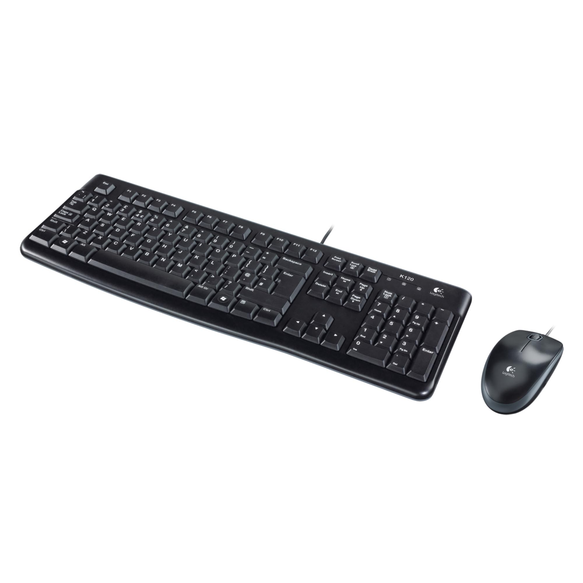 Logitech MK120 Wired Keyboard and Mouse Combo for Windows, QWERTY US International Layout - Black