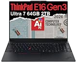 Lenovo ThinkPad E16 Gen 3 Business AI PC Laptop (16" FHD+ Anti-Glare, Intel 16-Core Ultra 7 255H (> i9-13900H), 64GB DDR5 RAM, 2TB SSD) Thunderbolt 4, 5MP Webcam, Fingerprint Reader, Win 11 Pro