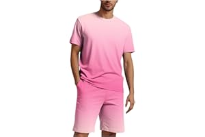 Men's 2 Piece Gradient Active Set, Short Sleeve T-Shirt & Elastic Waist Shorts, Slim Fit Casual Gym Workout Outfits