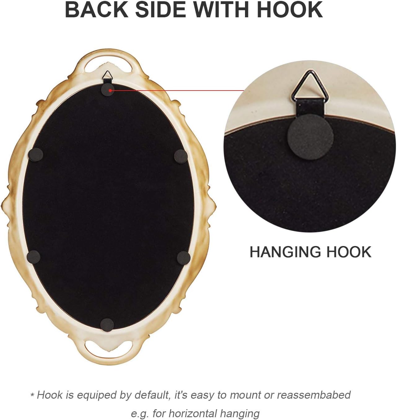 OMIRO Decorative Wall Mirror, Vintage Carved Hanging Mirrors for Bedroom Living-Room Dresser Decor, Oval Antique Gold 10" W x 15" L: Home & Kitchen