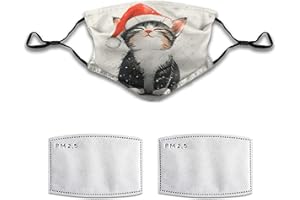 Yaxongx Cute Cat Animal Pattern Face Mask Washable Reusable Adult Cloth Dust Mask 5-Layer Protection Activated Carbon Filter 