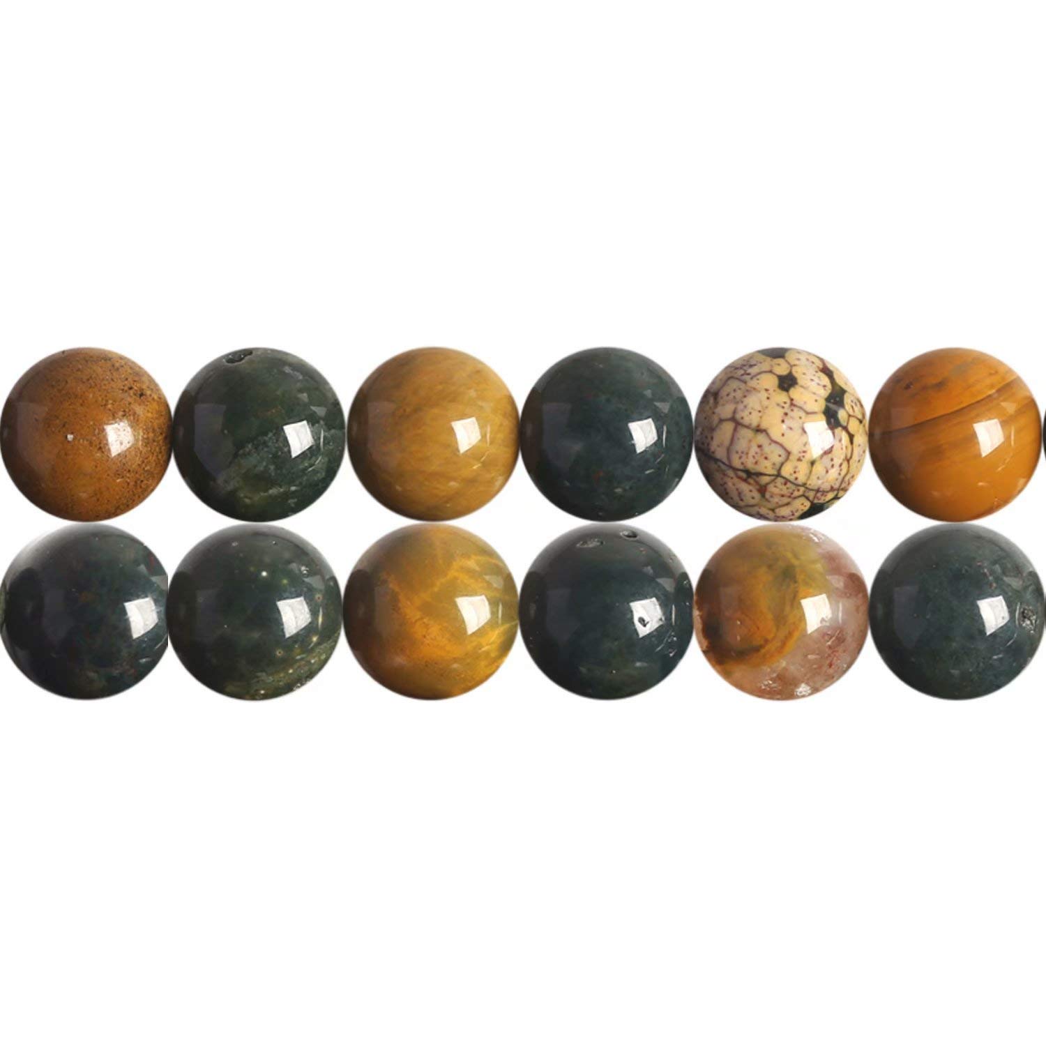 6mm Ocean Jasper Stone Beads for Jewellery Making Natural Green and Brown Gemstone Sold by One Strand APX 60 Pcs Hole Size 1mm